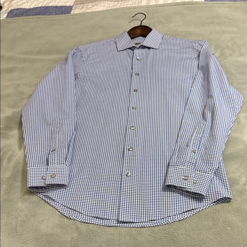 Kenneth Cole Classic Blue Checkered Dress Shirt